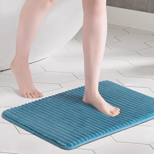 Miniatura 1 de FRESHMINT Alfombra de baño de espuma viscoelástica ultrasuave con infusión de carbón de 17 x 24 pulgadas, alfombras de baño para baño,