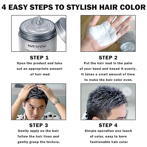 Miniatura 5 de QIUFSSE Color de cera verde para el cabello, tinte temporal para el cabello, tratamiento lavable con sujeción durante todo el día, cera natural para