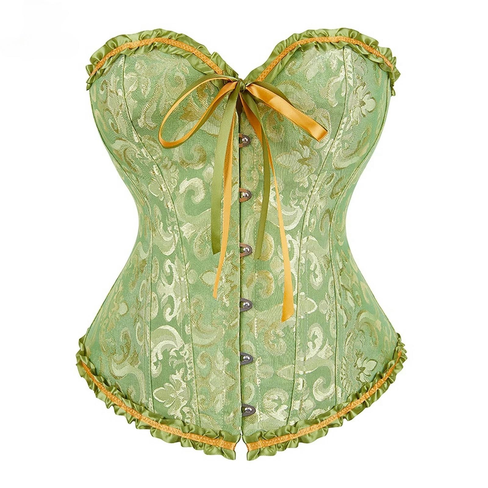 HAAR Top Bustier Aderente Punk Korset Donne Lingerie Danza Indossando Costumi Floreali Pizzo Ossato Corsetti E Bustieri