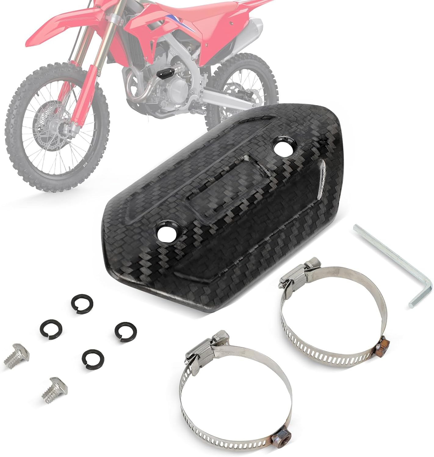 Universal Motrorcycle Heat Guard Carbon Fiber Exhaust Heat Shield for Most Dirt Bike Off Road Enduro Motocross