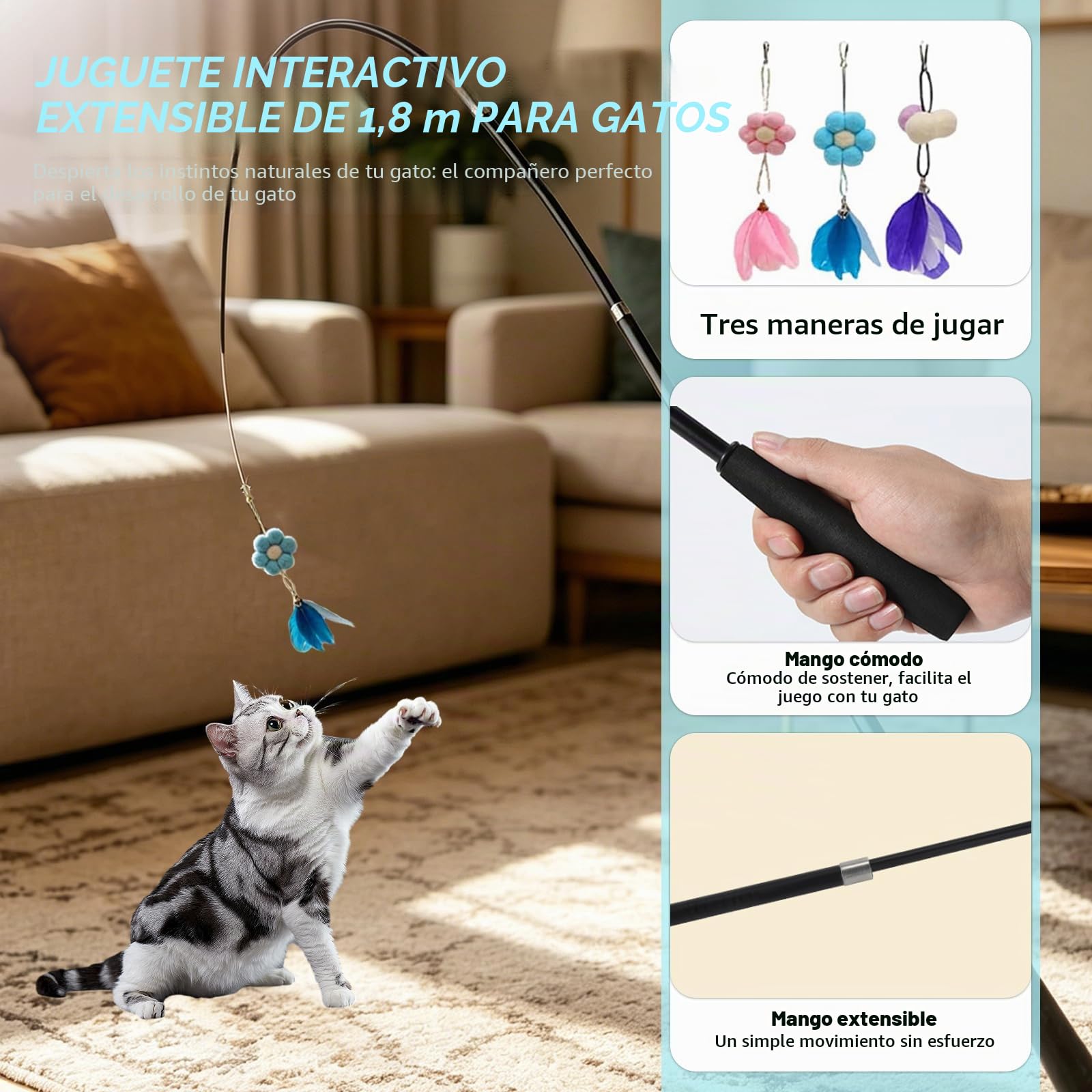 Transportín grande para gatos para 2 animales, transportador plegable con ruedas, compartimentos desmontables 2 en 1, con varita para gato y correa de almacenamiento