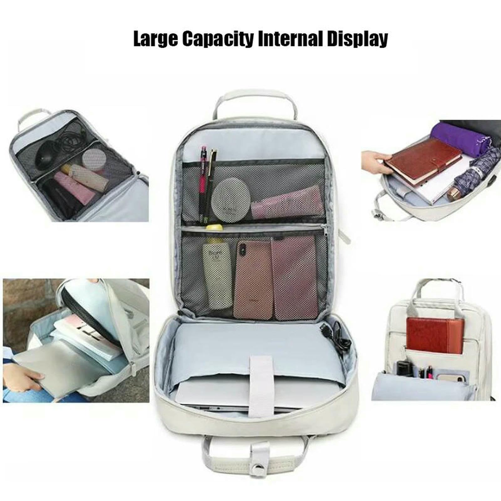Zaino per Laptop da 15,6 Pollici Donne E Uomini - Borsa di Viaggio d'Affari con Porta Ricarica, Lavoro Universitario-Rosa