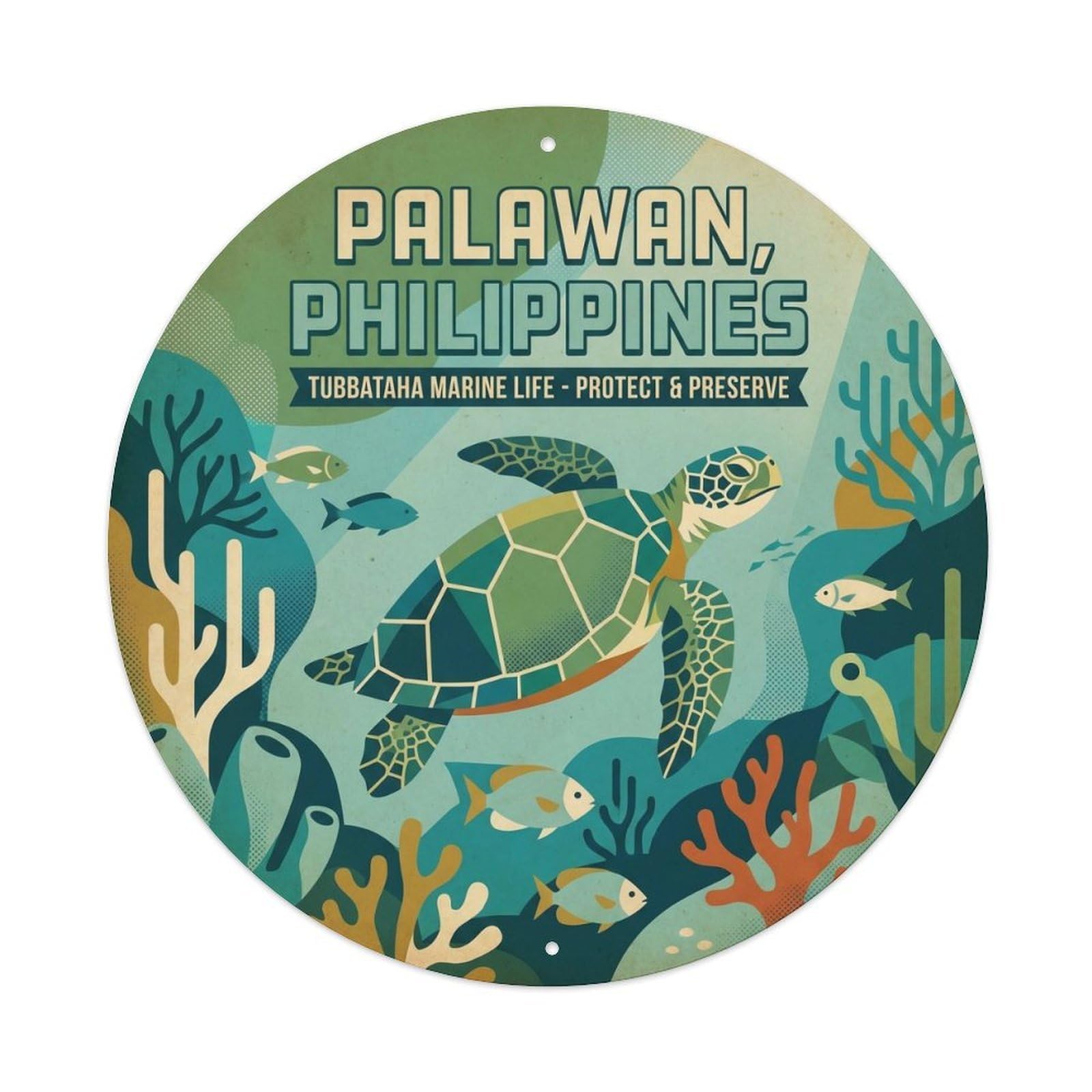 Tubbataha Sea Turtle Coral Reef Marine Life Metal Tin Sign