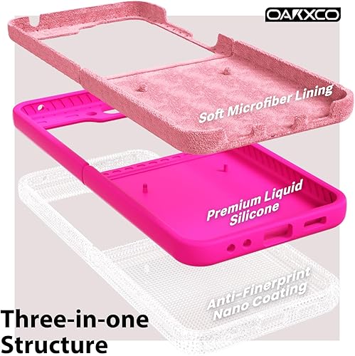 Miniatura 5 de oakxco Funda protectora mate para Samsung Galaxy Z Flip 5 de silicona líquida, color sólido brillante fluorescente, bonita funda protectora delgada