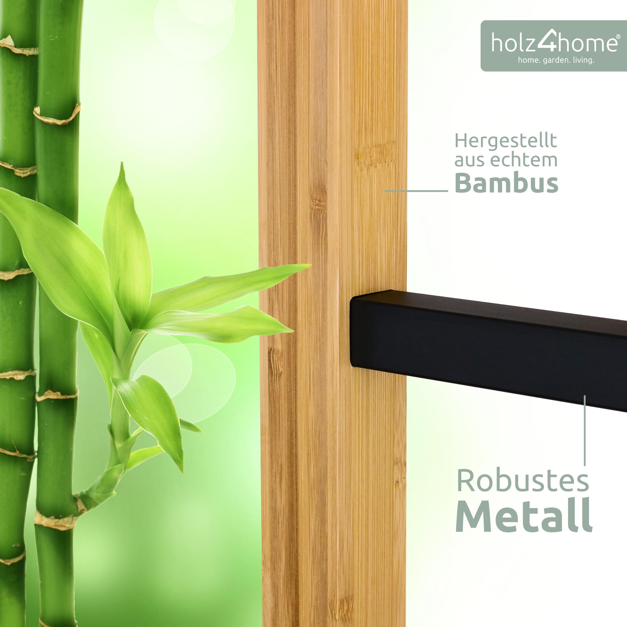 holz4home® Getränkekistenregal aus Bambus I 8 Kisten I inkl. Metallablage I Schwarze Metallstreben I Kellerregal Getränkeregal für Küche & Keller