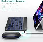 TECURS Bluetooth Keyboard and Mouse Combo - Rechargeable Wireless Keyboard Mouse with 7-Color Backlit for iPad, iPad Pro/Air/Mini, iPhone