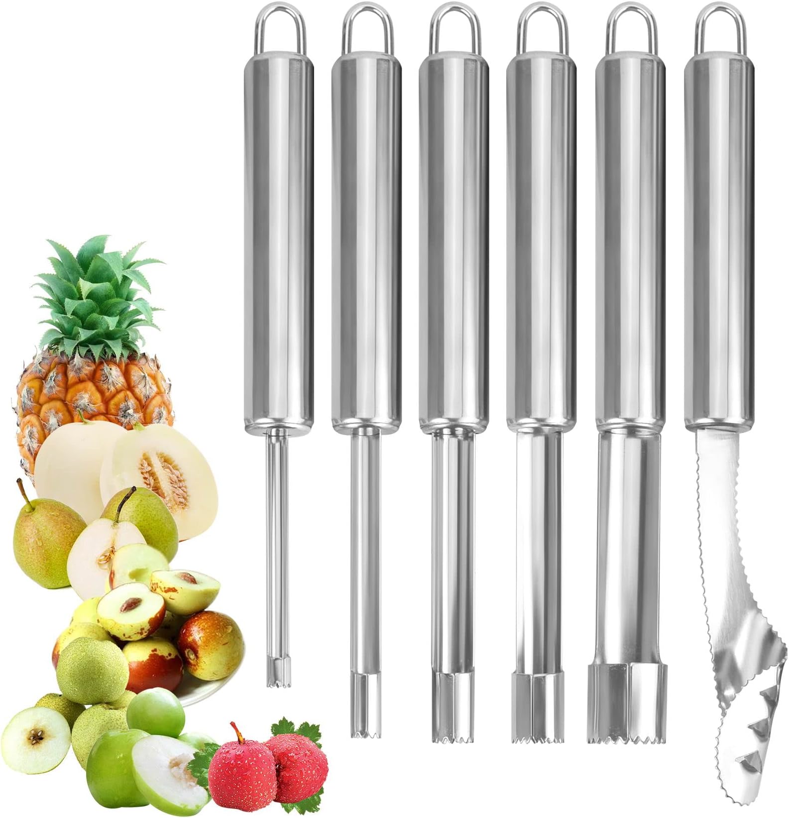 HengDu Stainless Steel Core Remover set,Unique kitchen gadgets 6-piece set of vegetables and fruits for Corer Tool