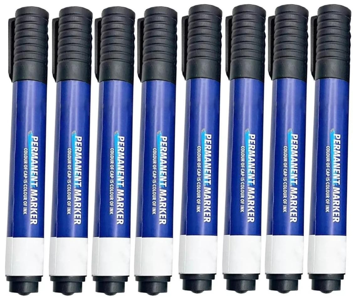 PaulStore 8 Pack Bullet/Chisel Point Tip Permanent Markers Quick Drying Pens School (8 Chisel Tip)