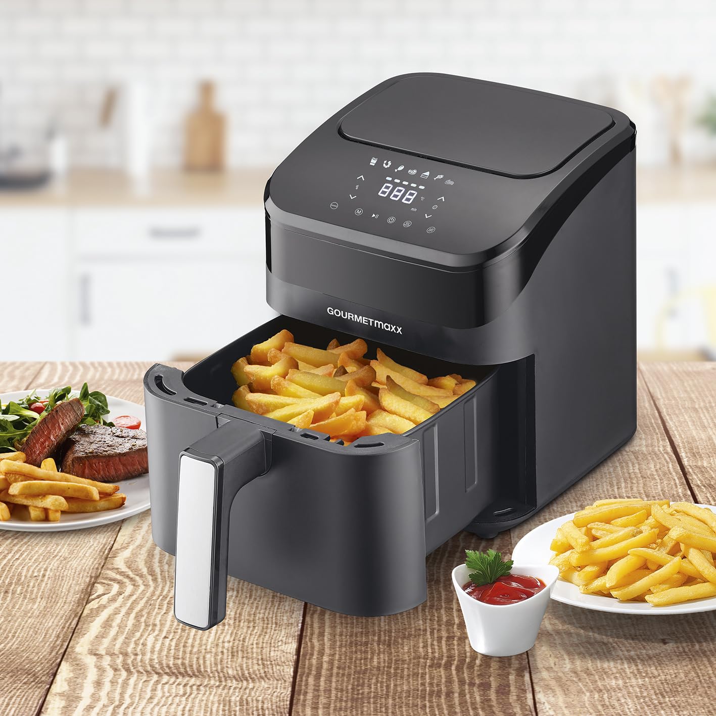 Gourmetmaxx Digitale XXL heteluchtfriteuse, 12 liter, frituren zonder