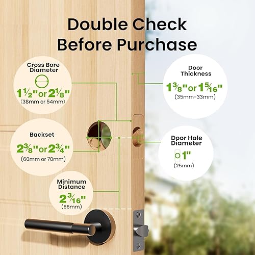 Miniatura 9 de GHome Smart KD30B - Cerradura de cerrojo con teclado, huellas dactilares, cerraduras de puerta de entrada sin llave para puertas delanteras con