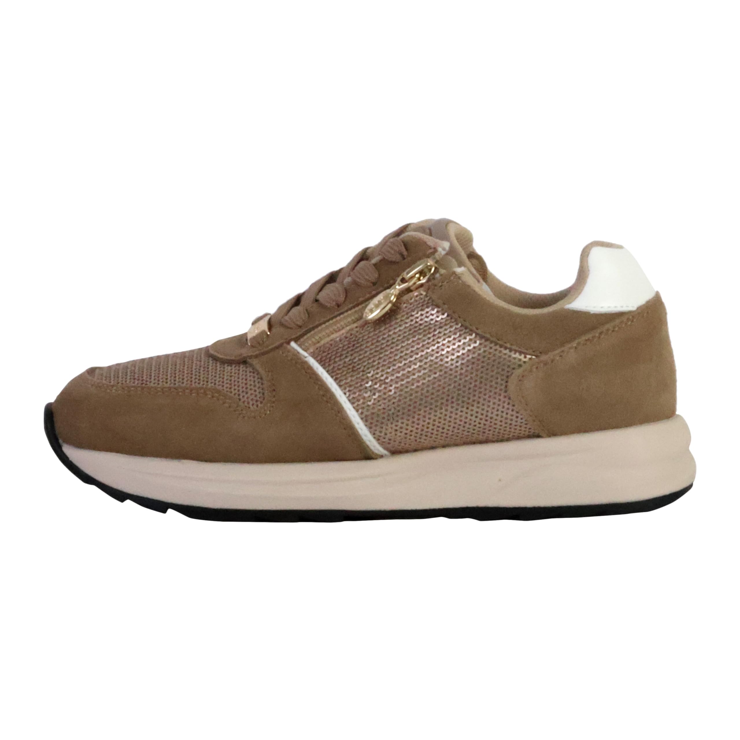 Scholl, Zapatillas de mujer con plantilla viscoelástica extraíble, cremallera lateral, color dorado