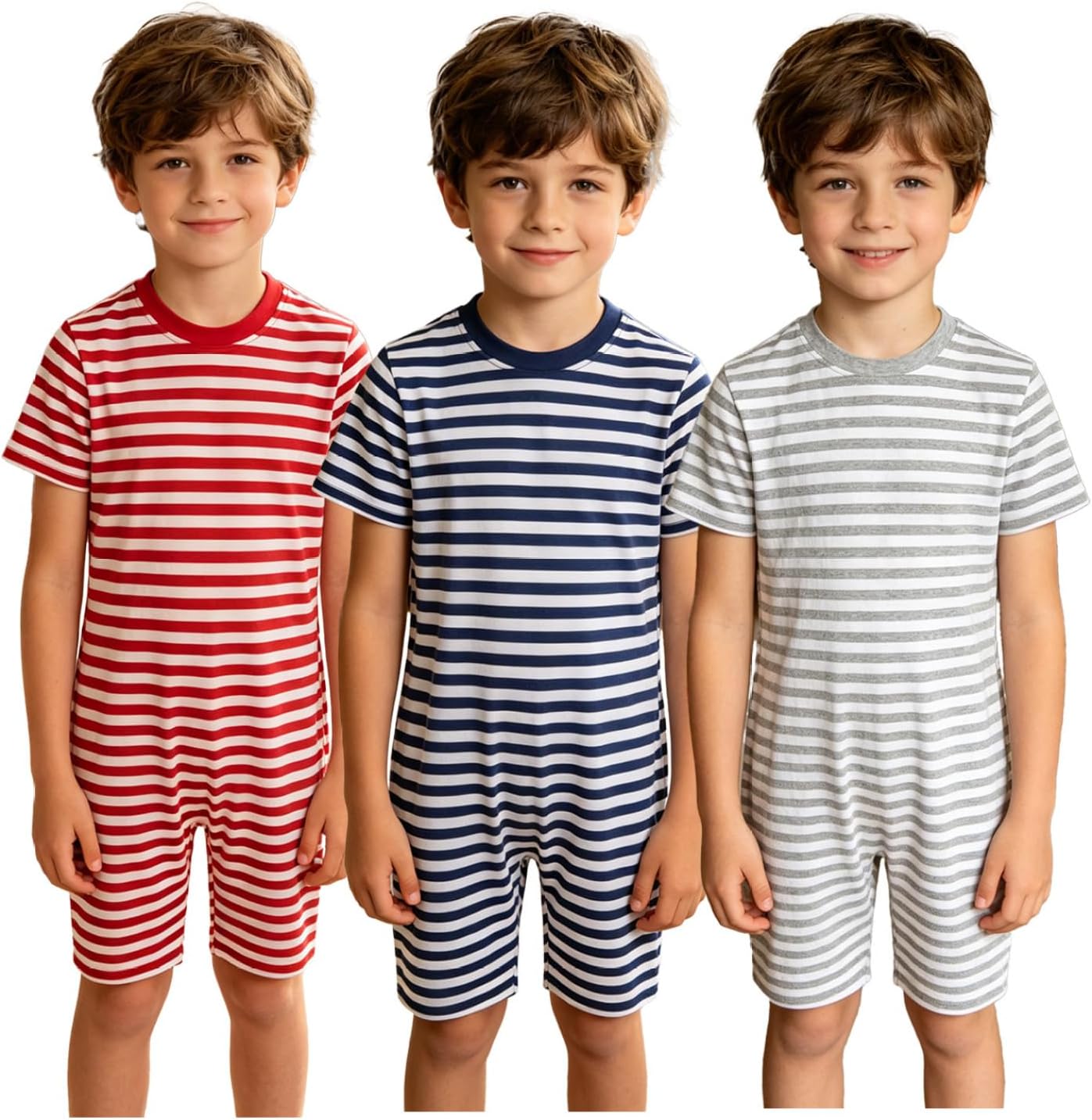 3 Pack Adaptive Clothing for Special Needs Kids Short Sleeve Romper Boys Girls Back Zip Anti-strip Jumpsuit