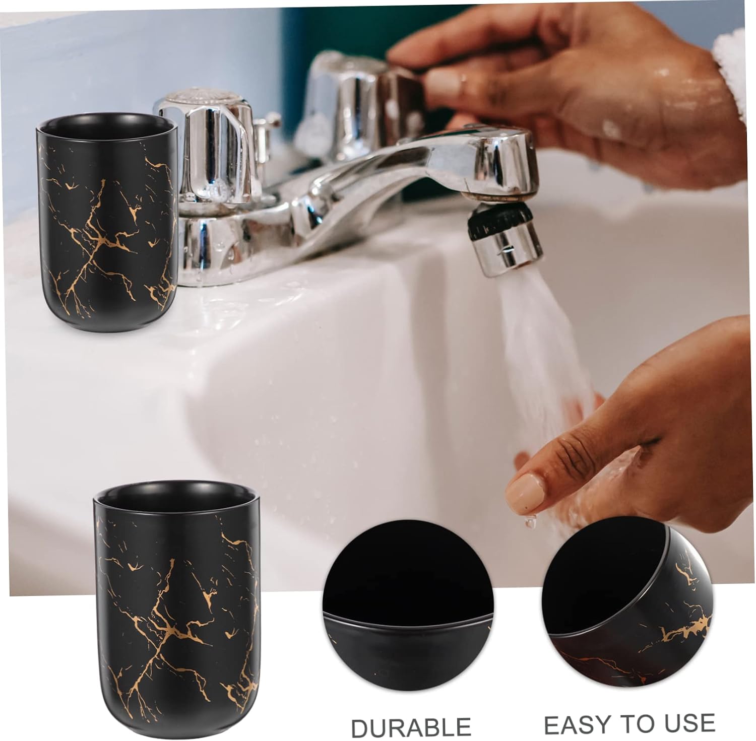 Marble Pattern Toothbrush Cup Ceramic Mouthwash Mug for Bathroom Storage Portable Gargling Tumbler for Home Travel Multipurpose Organizer for Oral Care