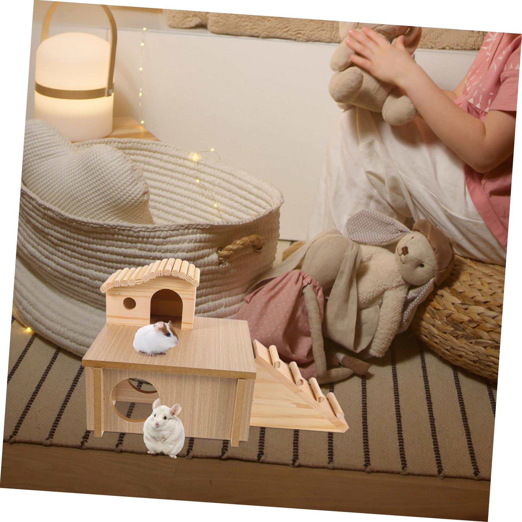 Hamsterbrücke mit Leiter Hamsterhaus als Versteck Kletterspielzeug und Nest für Hamster und Chinchilla