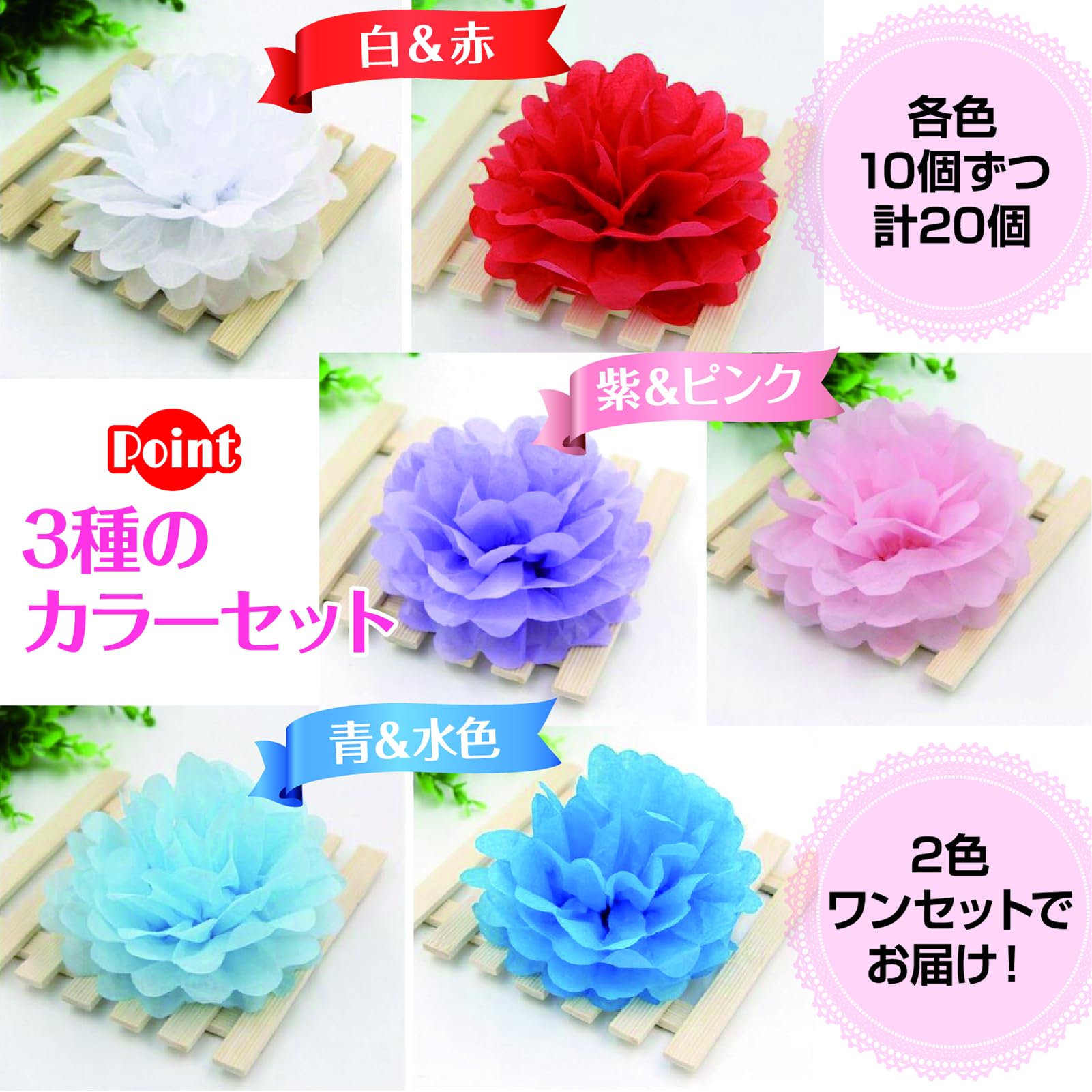 Amazon.co.jp: ZERONOWA ペーパーフラワー ペーパーポンポン 誕生日