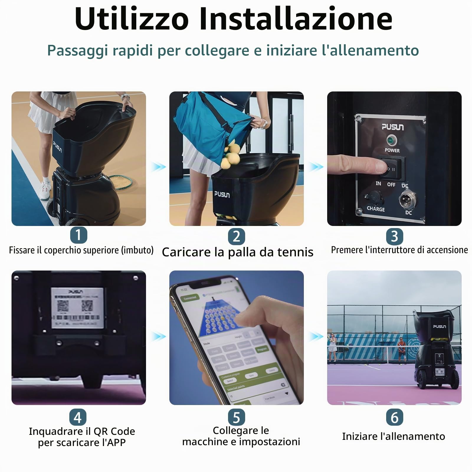 PT-Smart - Macchina professionale per palline da padel – Lanciatore automatico portatile con controllo intelligente tramite app | Perfetto per esercitarsi da soli, allenamento in club e allenatori |