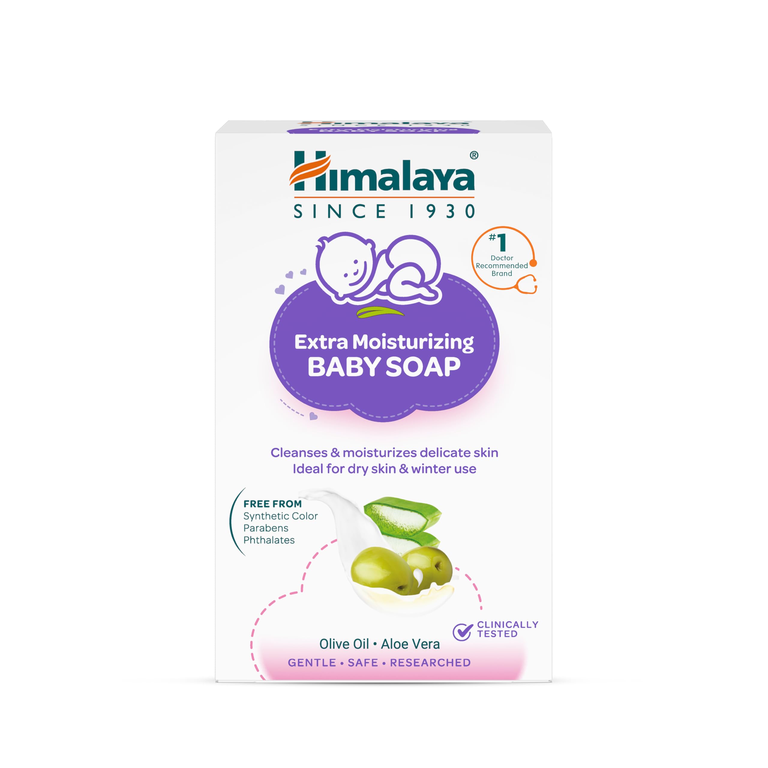 Himalaya Extra Moisturizing Baby Soap 125 g | Pack of 2 | No 1 Doctor prescribed brand | Aloe, Olive, Milk| Cleanses & Moisturizes baby's skin-image-35