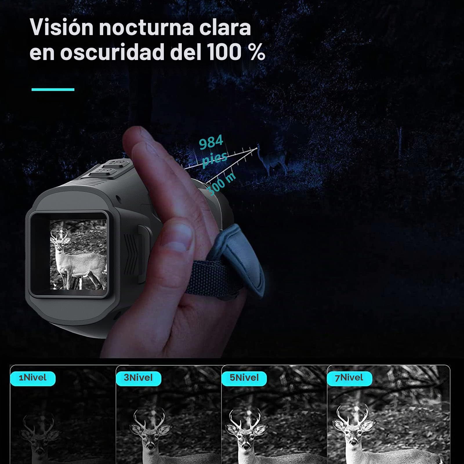Dispositivo de visión nocturna monocular, 1080P Full HD para fotos y vídeos, dispositivo de visión nocturna portátil, 5 x zoom digital, monocular infrarrojo para viajes de día y noche, caza, camping,