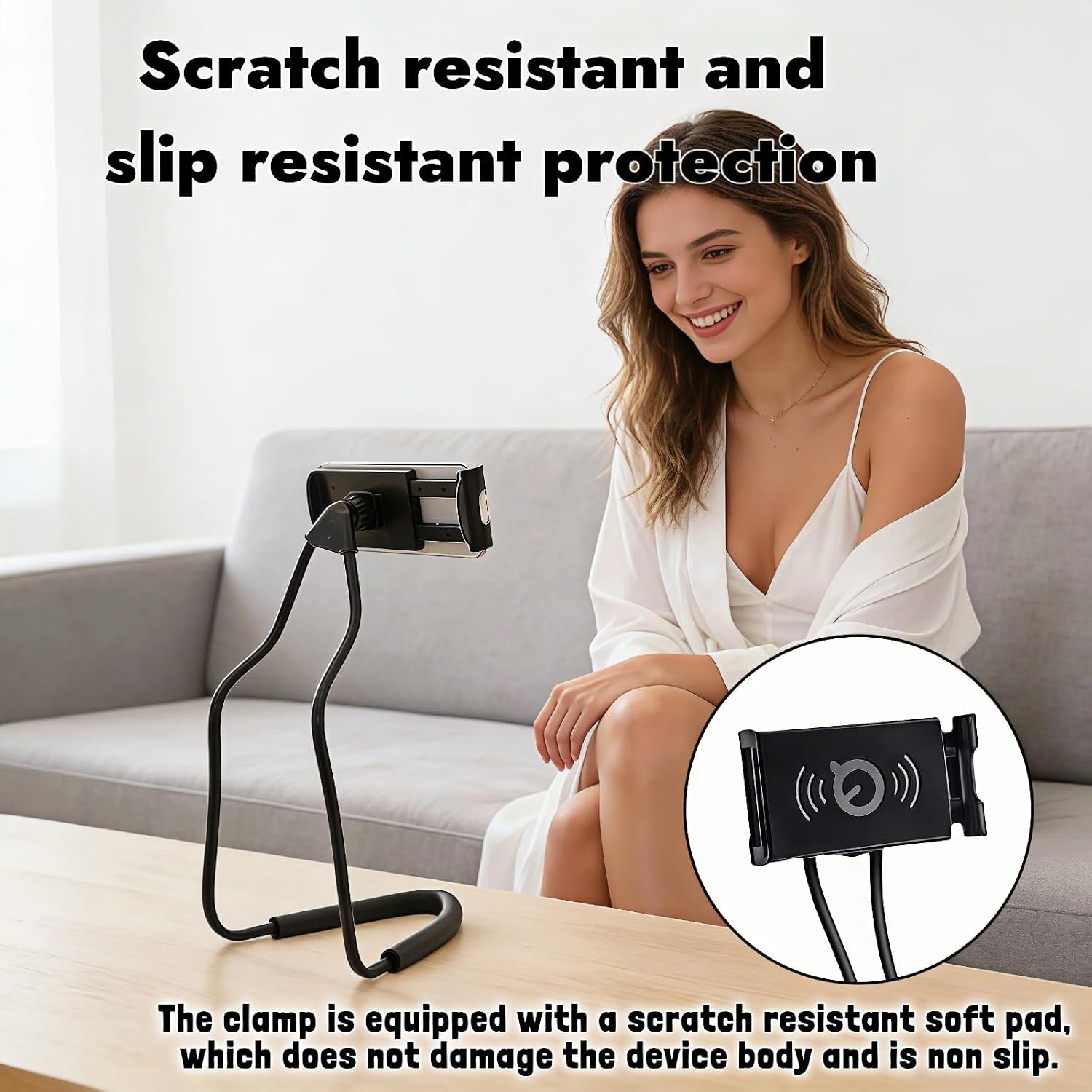 Lazy Phone Holder, 27.6" Flexible Arm Phone Mount, Universal Hands-Free Neck & Desk Phone Stand, 360° Rotatable DIY Smartphone Bracket for Bed, Couch, Car, Office - Fits 4.7"-6.7" Cell Phones (Black)