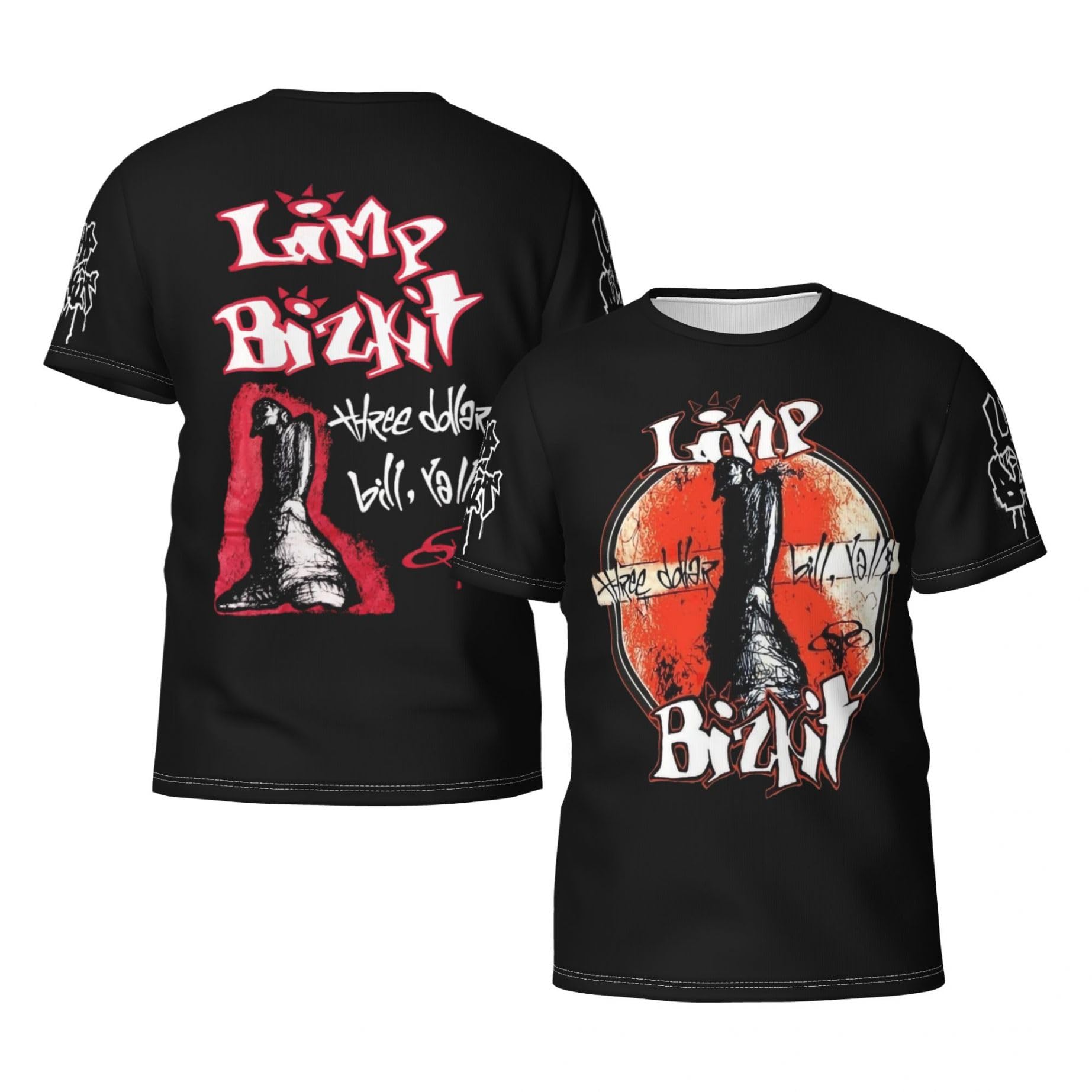 Man's Bizkit Rap Rock Band Limp T-Shirts Casual Summer Tees Crewneck Short Sleeve Shirts with Multi-Side Prints Multicoloured 3XL