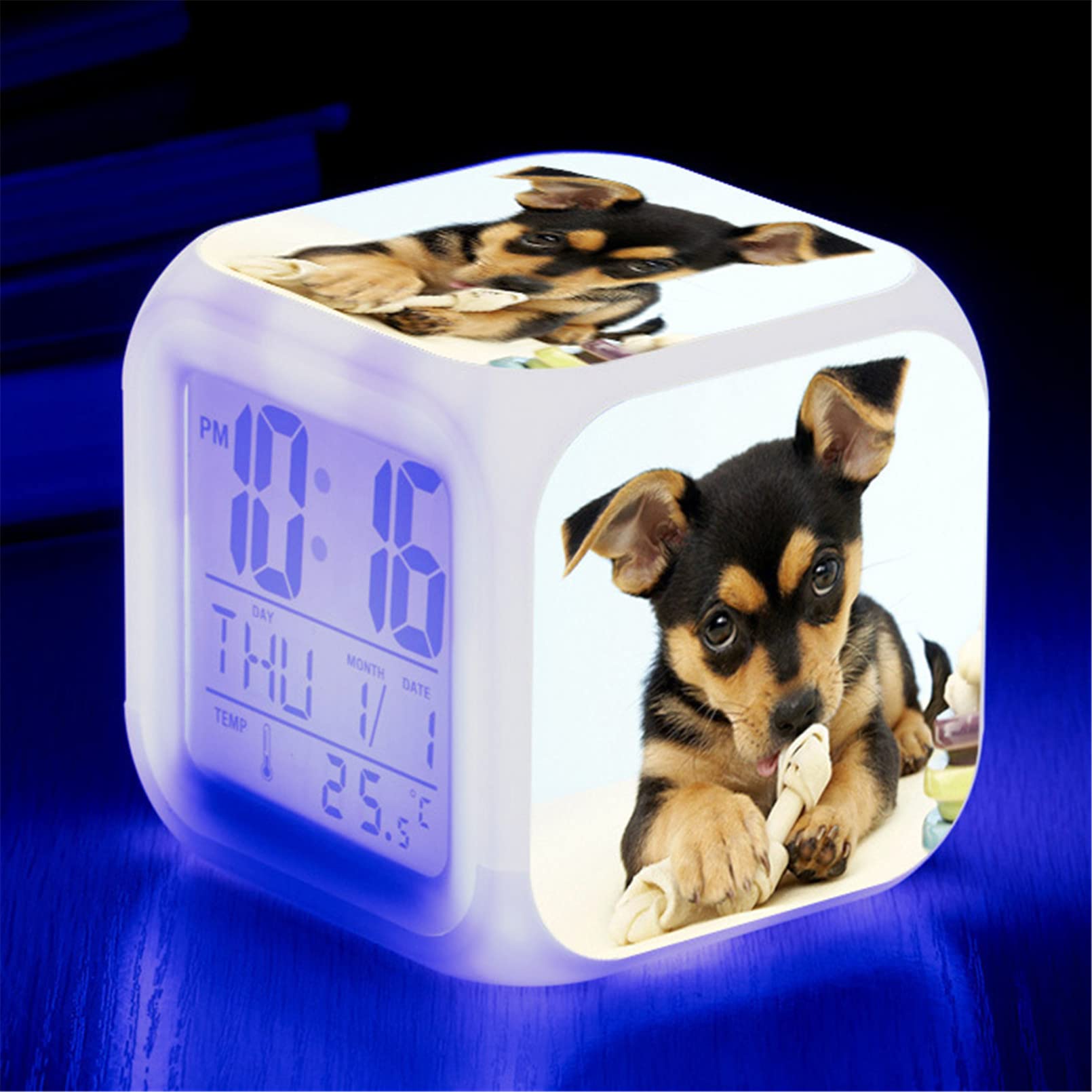 Wecker Digital mit LED, Wecker Kinder Junge Mädchen Geschenk, Nachtlicht, Snooze, Batteriebetriebene Weckuhr (E), 80 x 80 x 80 mm