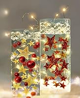 Vista 19 de Vase Pearlfection 50 estrellas azules flotantes, brillantes, tamaños jumbo, llena 1 galón de geles transparentes para un efecto flotante, con bolsa