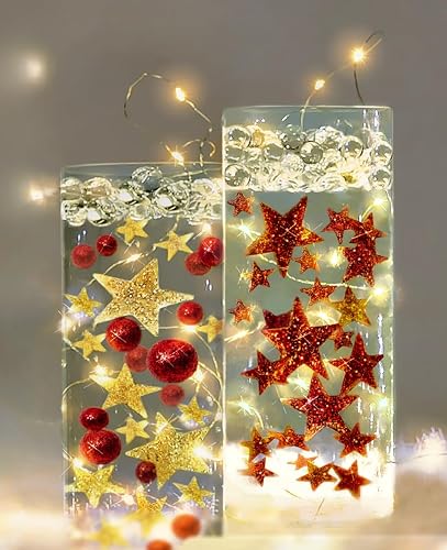 Miniatura 19 de Vase Pearlfection 50 estrellas azules flotantes, brillantes, tamaños jumbo, llena 1 galón de geles transparentes para un efecto flotante, con bolsa