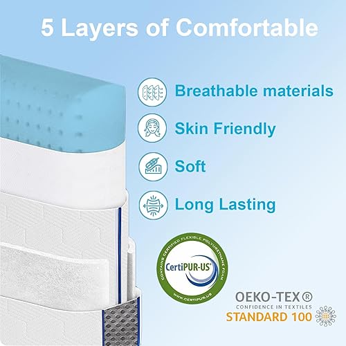 Miniatura 3 de BlazeBeam Almohada de campamento de doble funda de espuma viscoelástica para viajes con extensor de altura, 5 capas de apoyo firme, almohada de