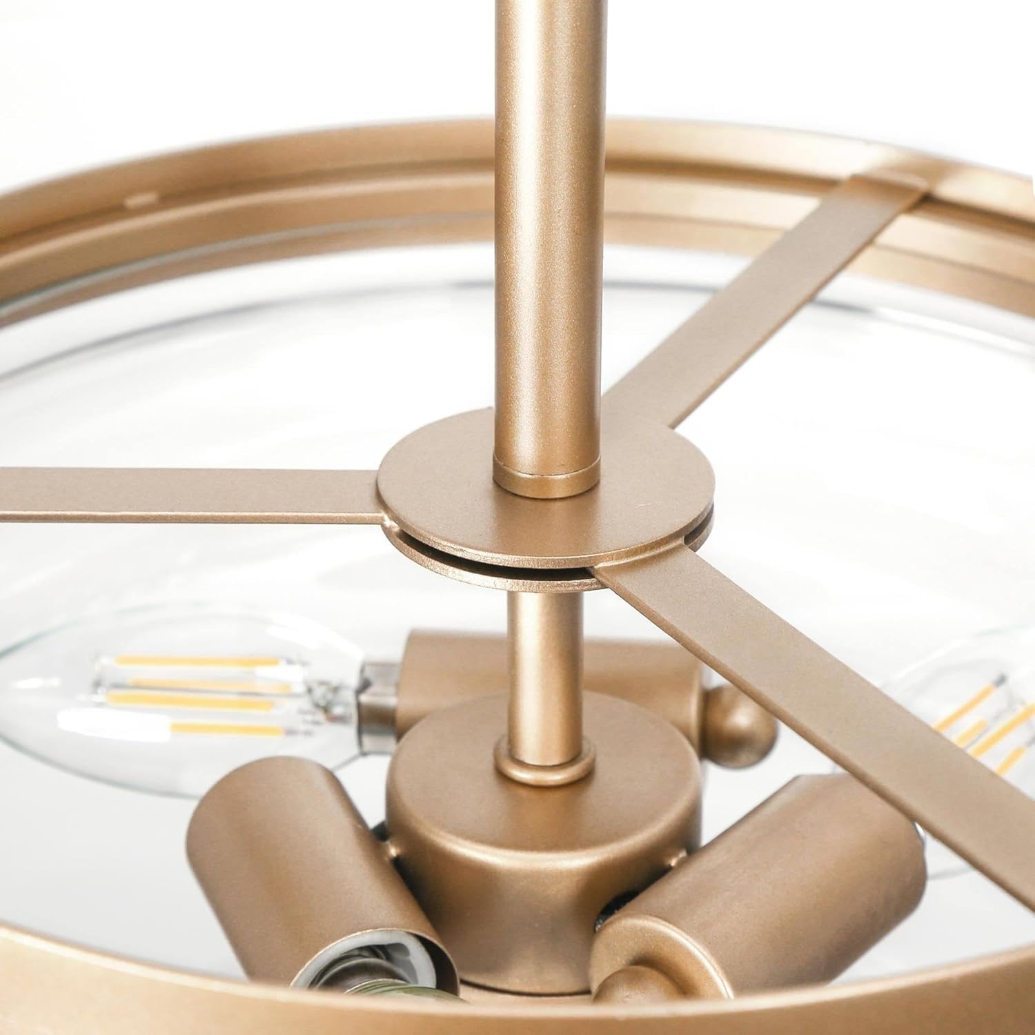 KSANA Semi Flush Mount Ceiling Light, Modern Gold Ceiling Light Fixtures Clear Bowl Glass 3 Light Close to Ceiling Lights for Entryway, Foyer, Kitchen