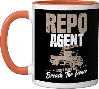 Repo Agent Vehicle Recovery Agent Repossession Agent Ceramic Mug, Orange/White