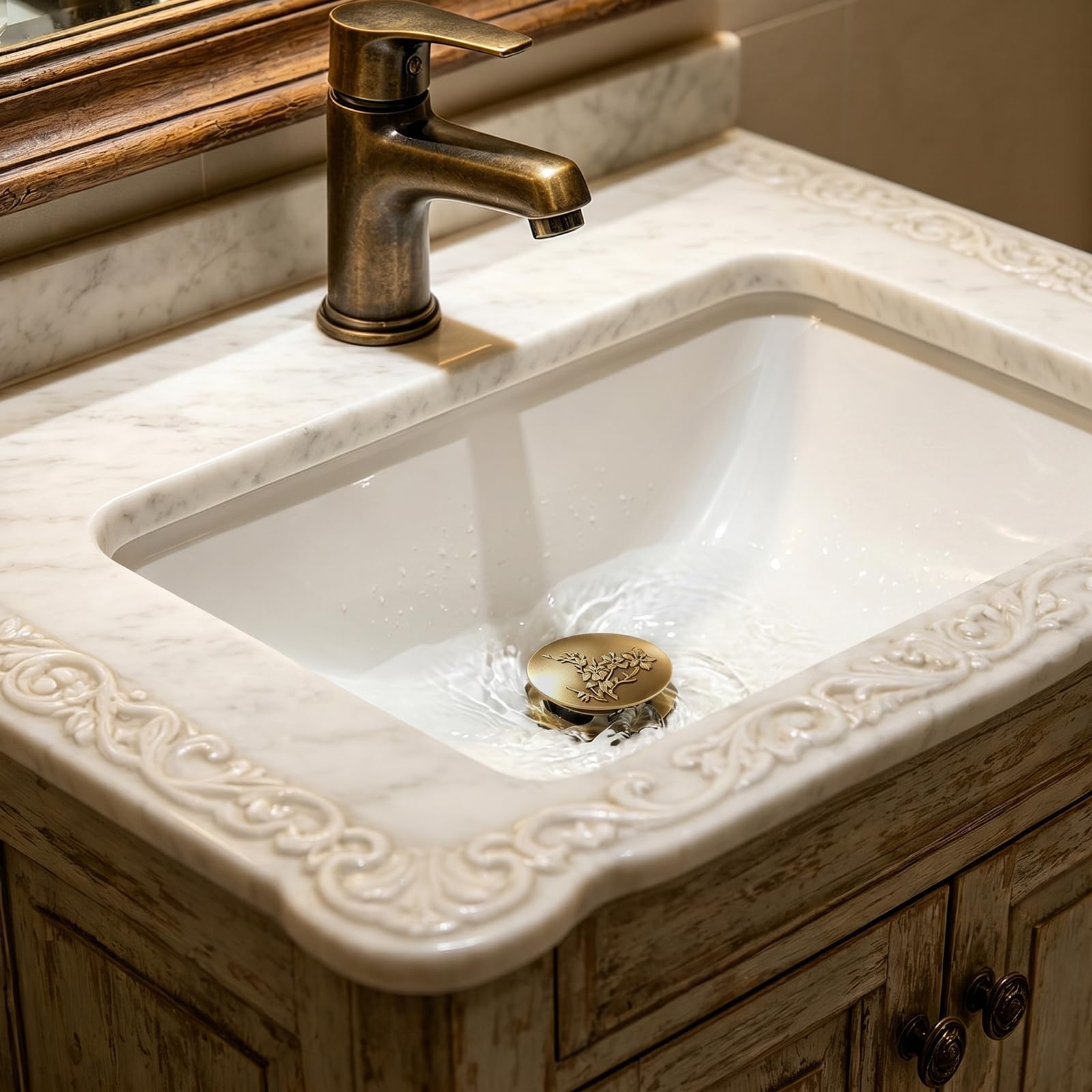 Tapón lavabo baño, tapón bidé, tapón lavabo cocina, latón, desagüe click clack, diámetro del tubo 3 cm, tapa de desagüe diámetro 6,5 cm, para bañeras de baño, cocina, lavabos, sin agujeros