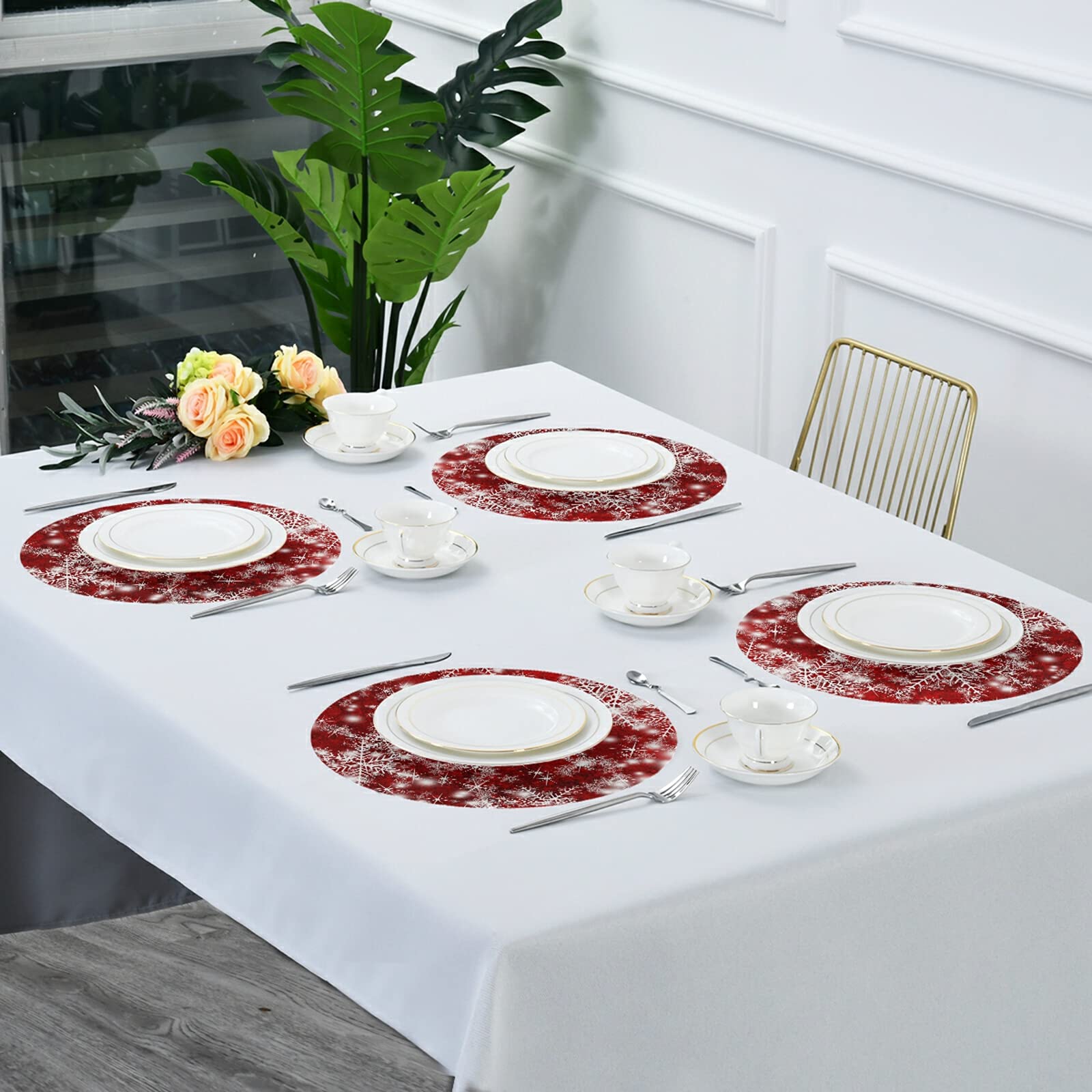 ZBHDEYG Set di 20 tovagliette dorate, rotonde, in lamina dorata, per
