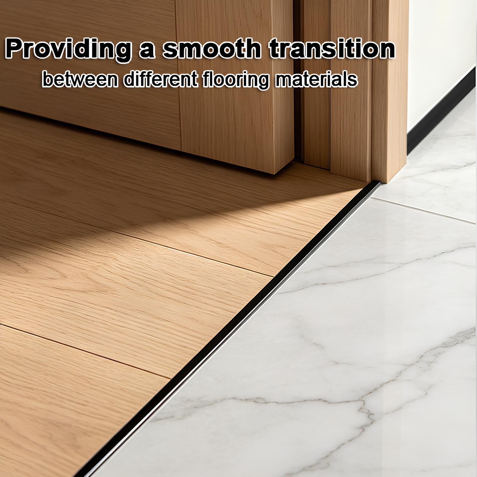 Profilo Coprifuga Pavimento In Alluminio, Striscia Di Soglia Piatta Parquet | Profilo di Transizione Porta e Riempimento Fessure Parquet e Piastrelle(Black,13-15mmx110cm)