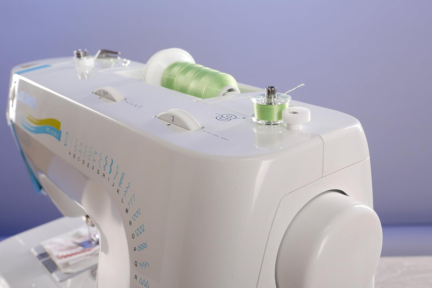 Juki HZL-353Z Sewing Machine top view with bobbin