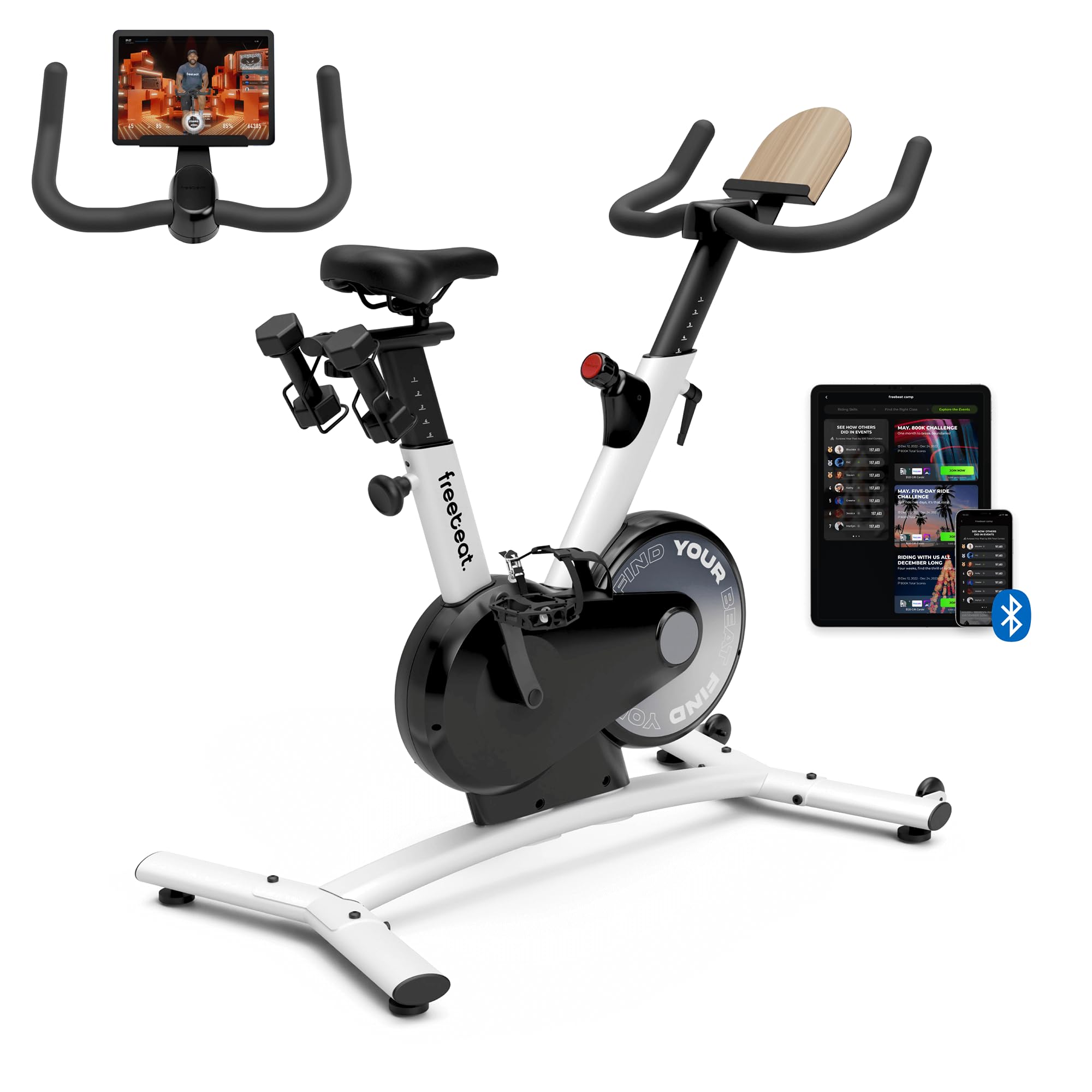 Freebeat Stationary Bike, Smart Indoor Cycling Bike, Exercise Bike with Immersive HD Touchscreen Tuscany Yellow