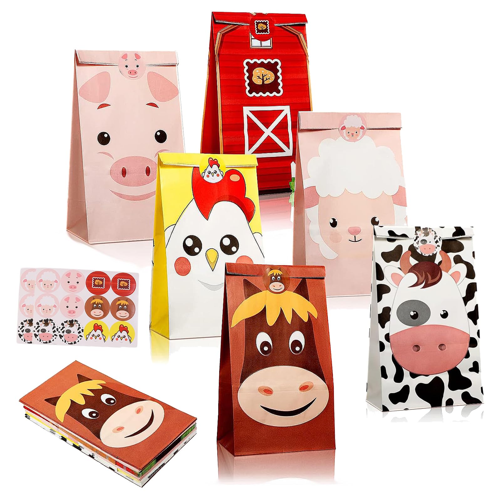 18 Pieces Farm Candy Bags, Farm Party Bag Fillers, Animal Gift Bags for Kids, for Boys Girls Baby Shower Supplies(24 * 13cm)