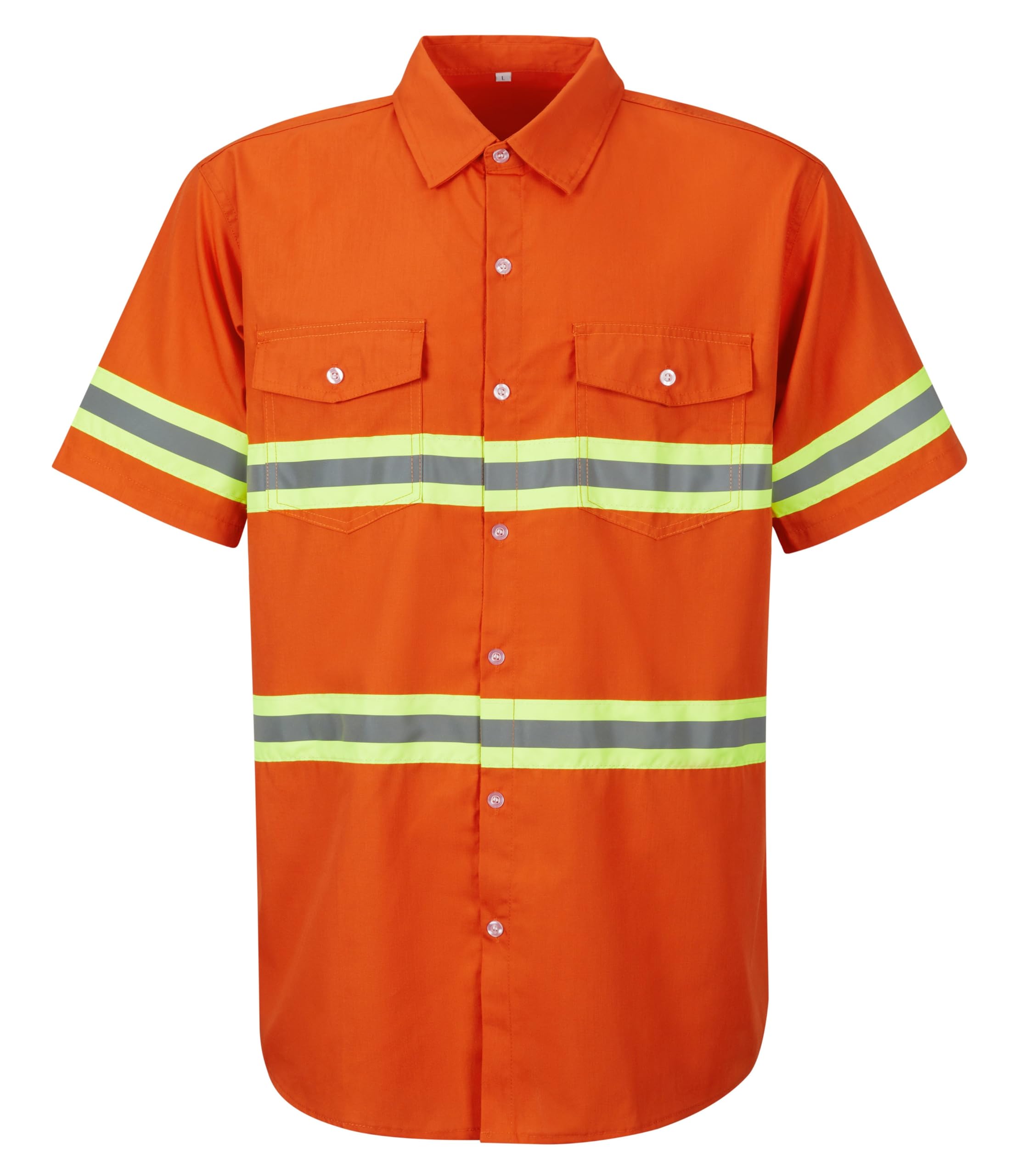 Ousafeve Class 3 Hi Vis Button Up Safety Work Shirts for Men Reflective