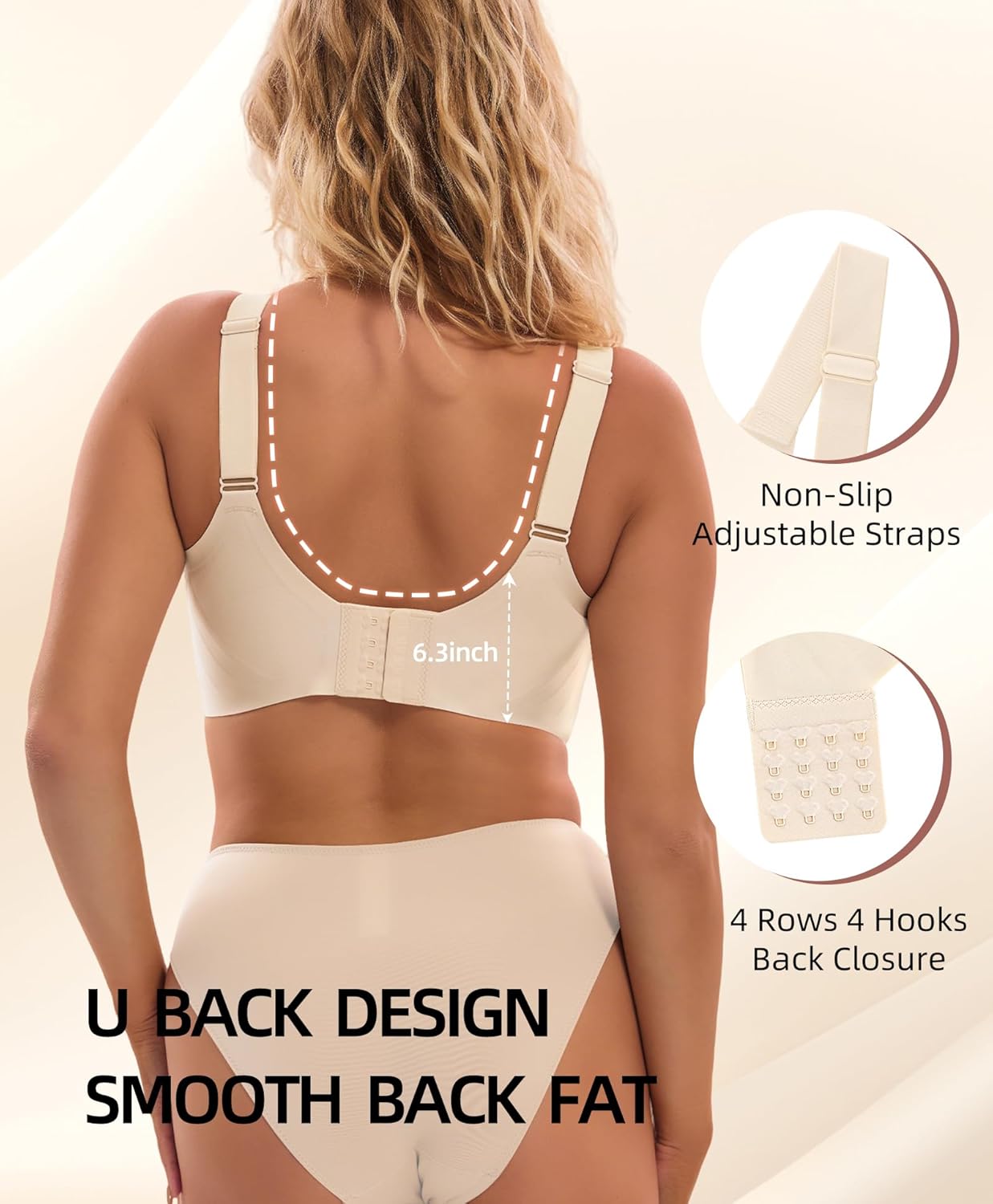 Women's Minimizer Bra Wireless Full Coverage Seamless Comfort Plus Size No Underwire Everyday T-Shirt Jelly Bra - Image 3