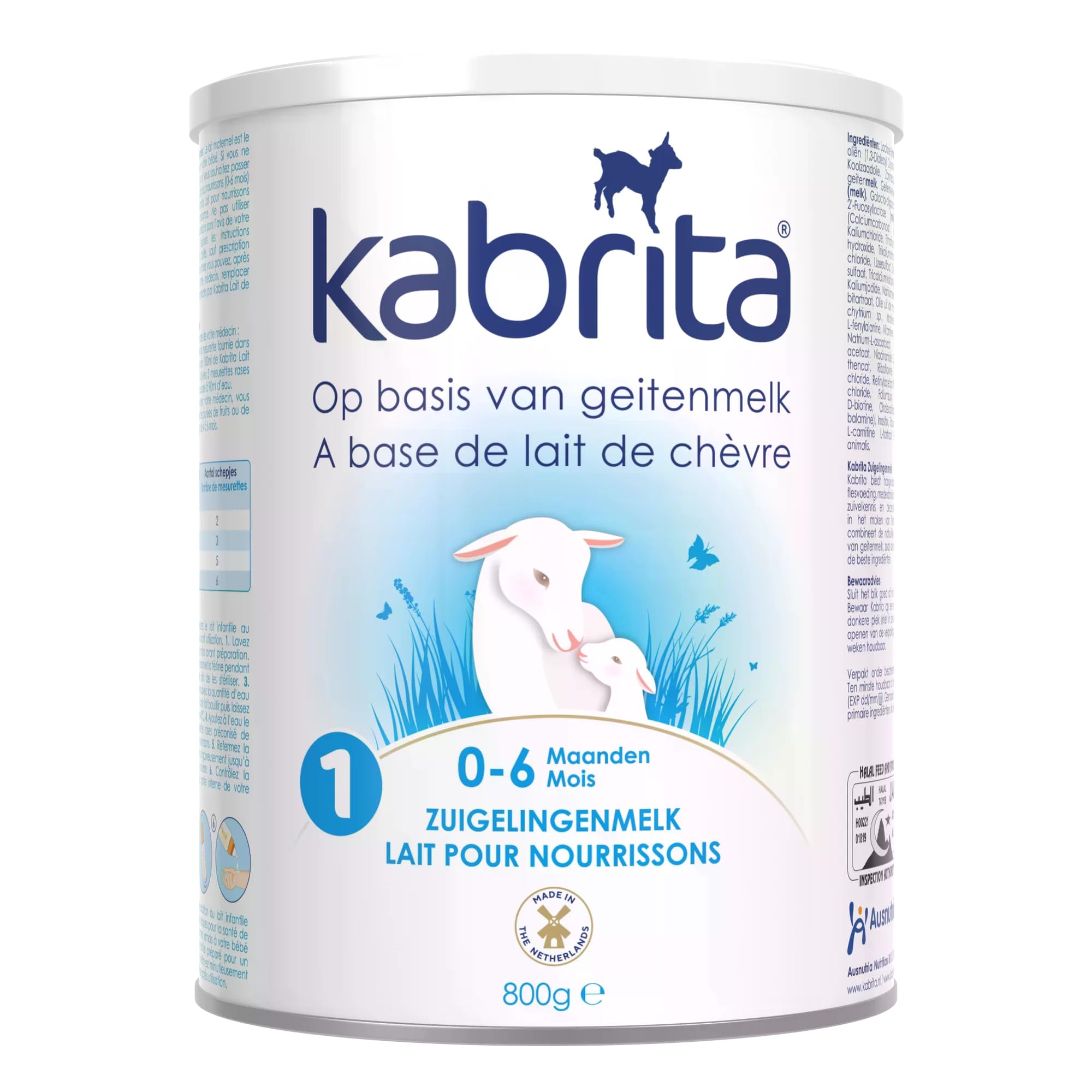 KABRITA | Lait de chèvre de démarrage avec HMO, 0-6 mois | Alimentation pour bébés de haute qualité - Lait pour bébés, nutritif et doux pour le ventre de bébé | Contenu : 800 g