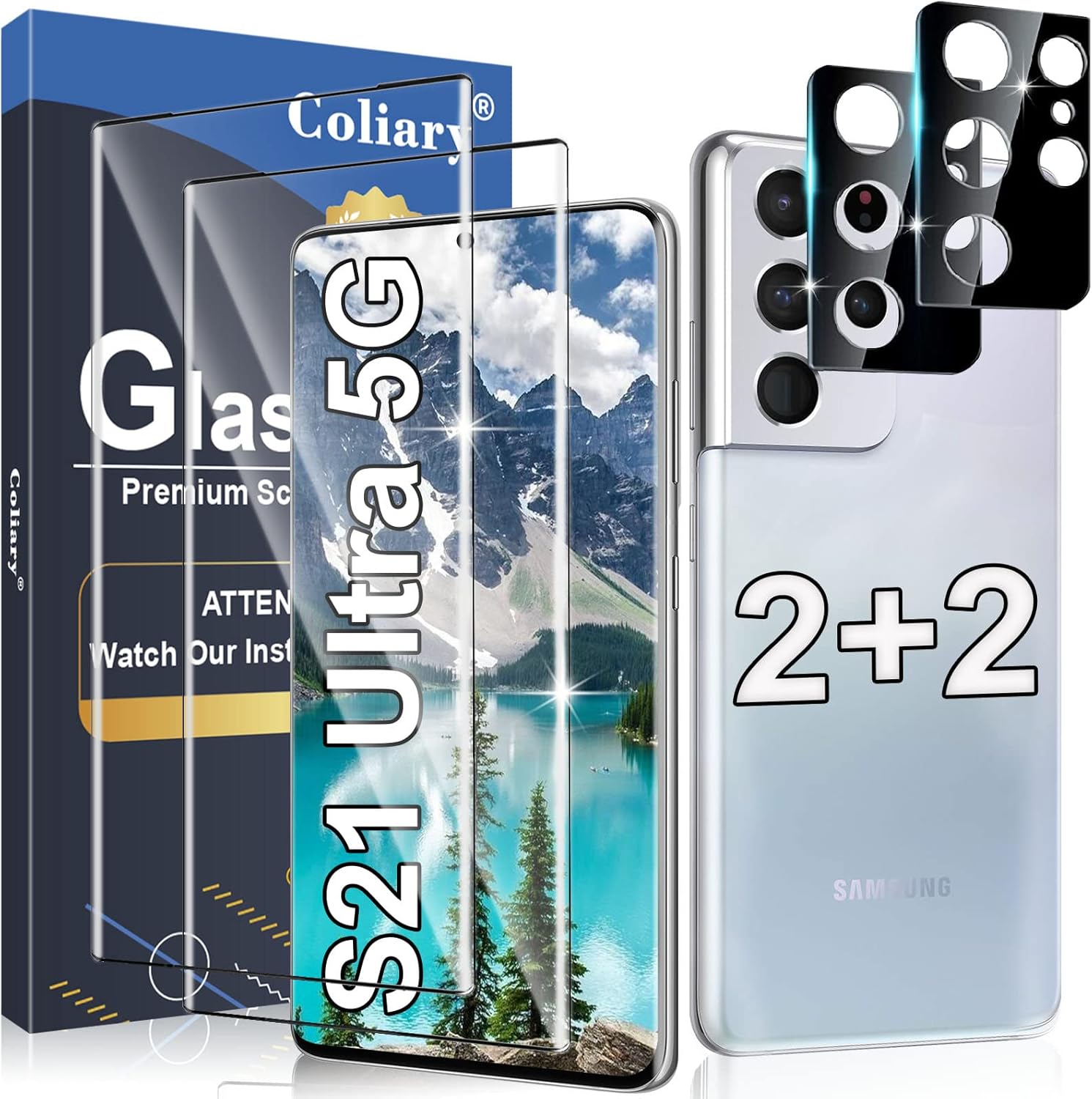 [2+2 Pack] Galaxy S21 Ultra Screen Protector, HD Clear