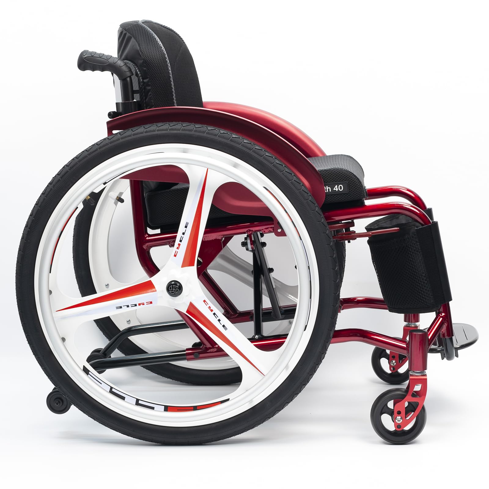 Leichtes Sport-rollstuhl, Aluminium Leichte Rollstühle, Faltbarer Aluminium-rollstuhl, Ultra-leichte Sport-rollstuhl Im Gesamten Taster, Für Jugendliche, Erwachsene, Senioren(42cm/16.5in,Red - Hard ba