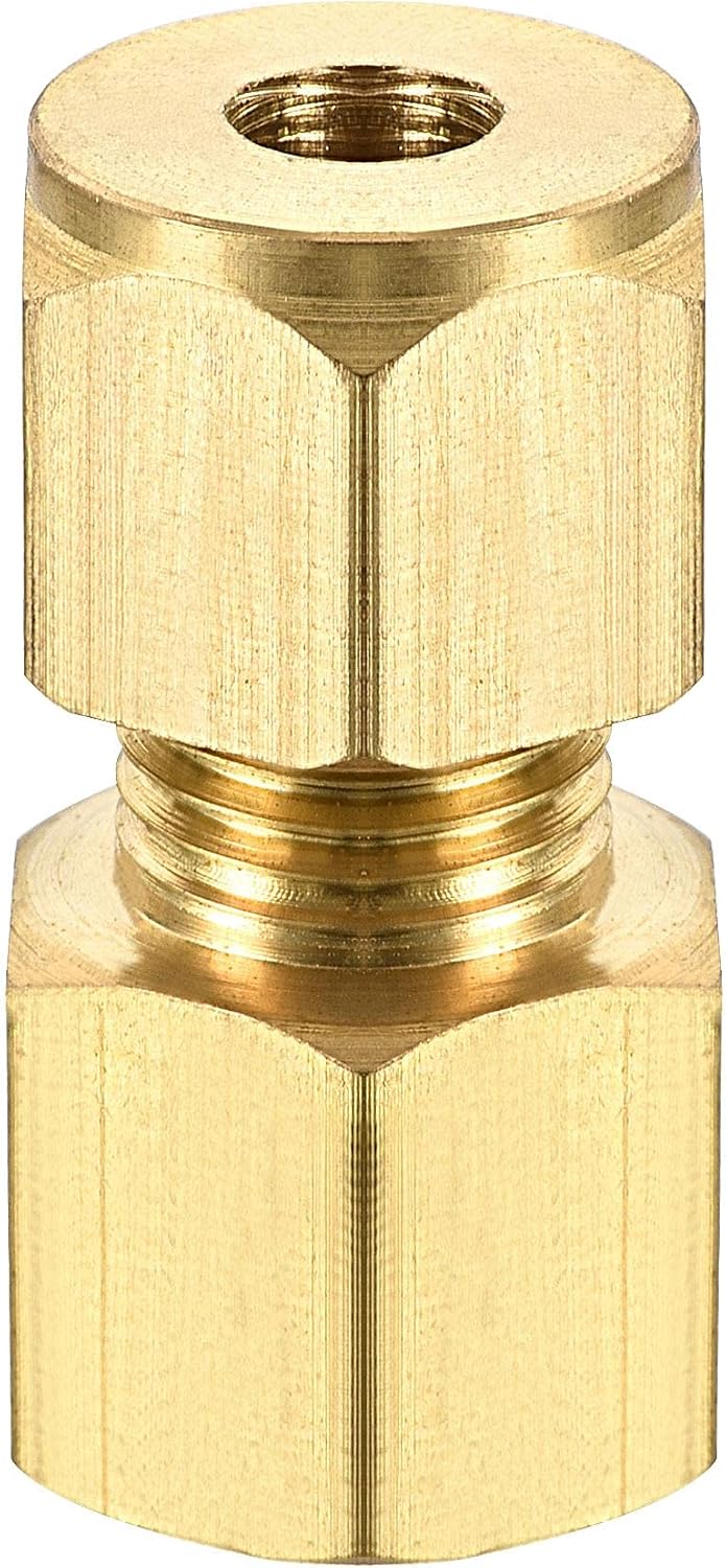 sourcing map Compression Tube Fitting M12x1mm Female Thread x 6mm Tube OD Straight Coupling Adapter Brass