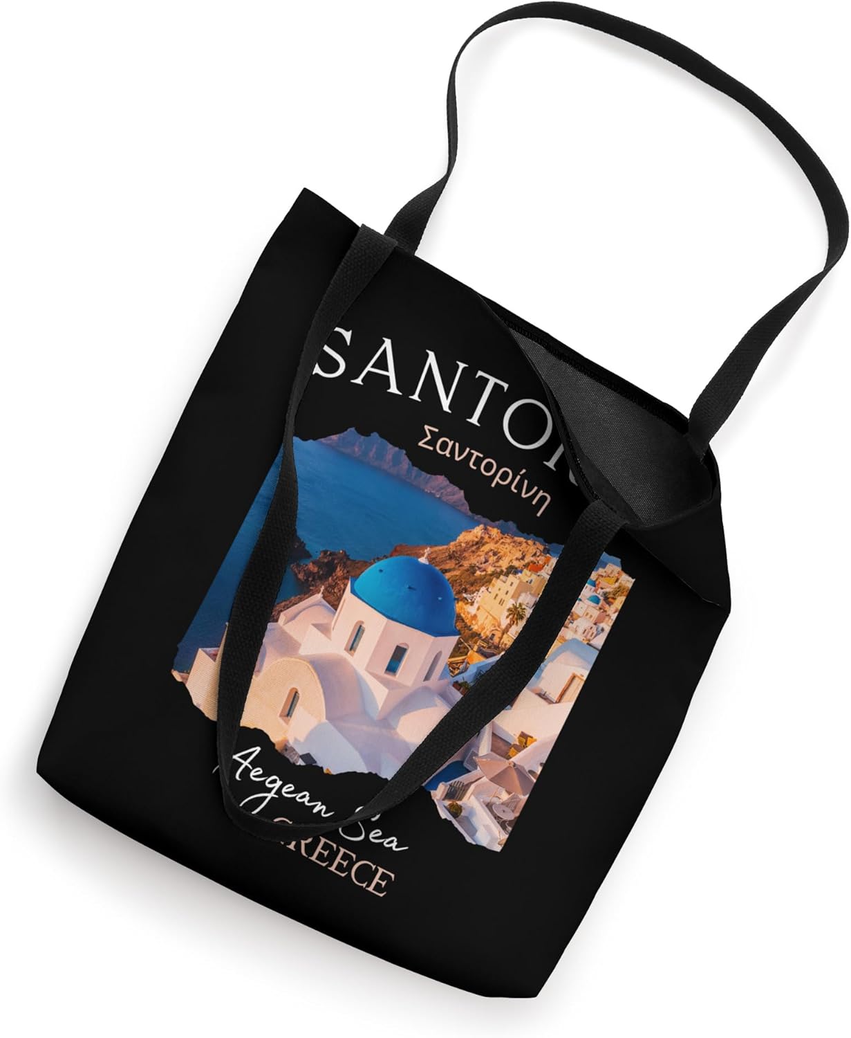 Greek Island Santorini Greece Oia Village Blue Church Sea Tote Bag
