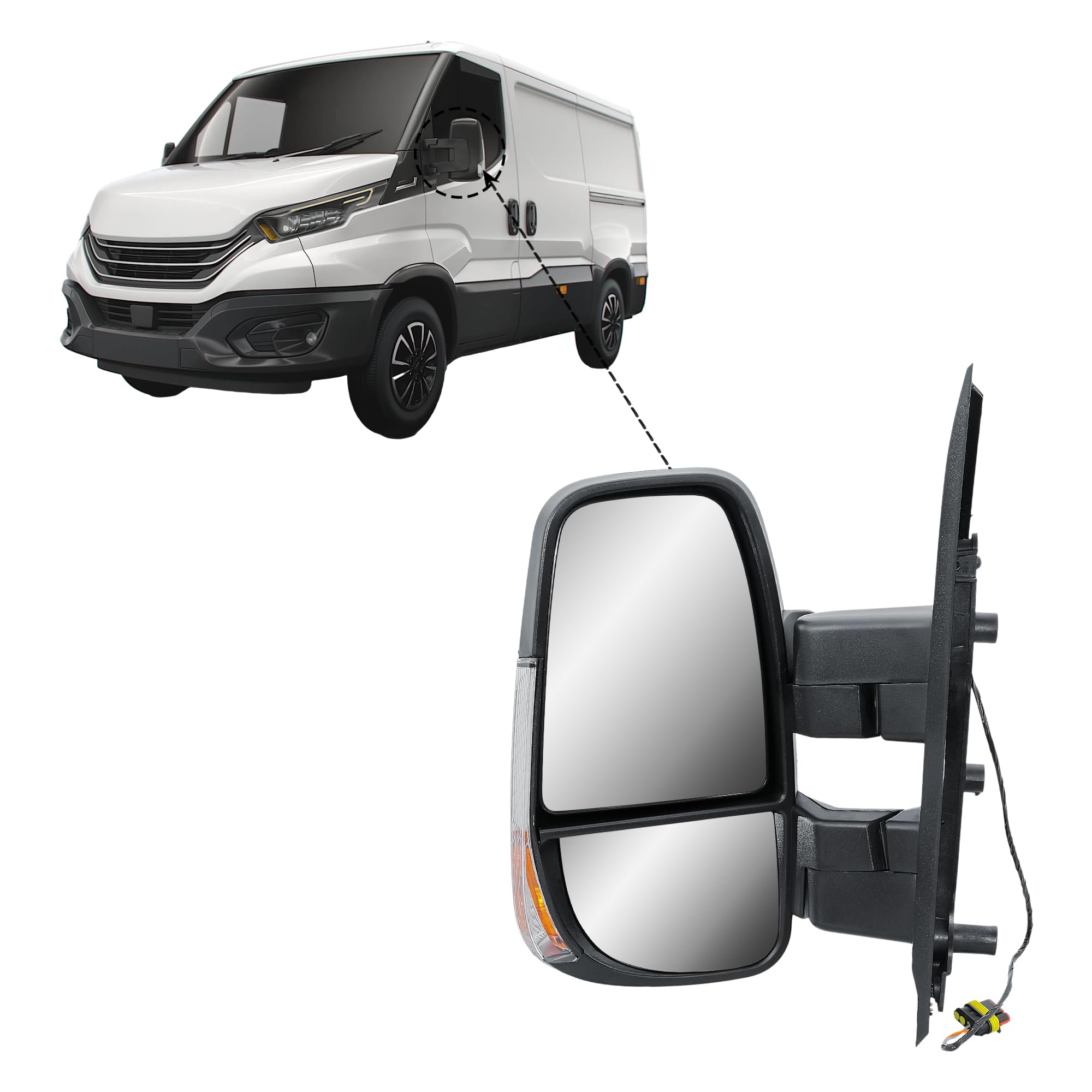 Specchietto retrovisore esterno sinistro manuale non riscaldabile con indicatore di direzione per IVECO Daily VI camion 2014-2025