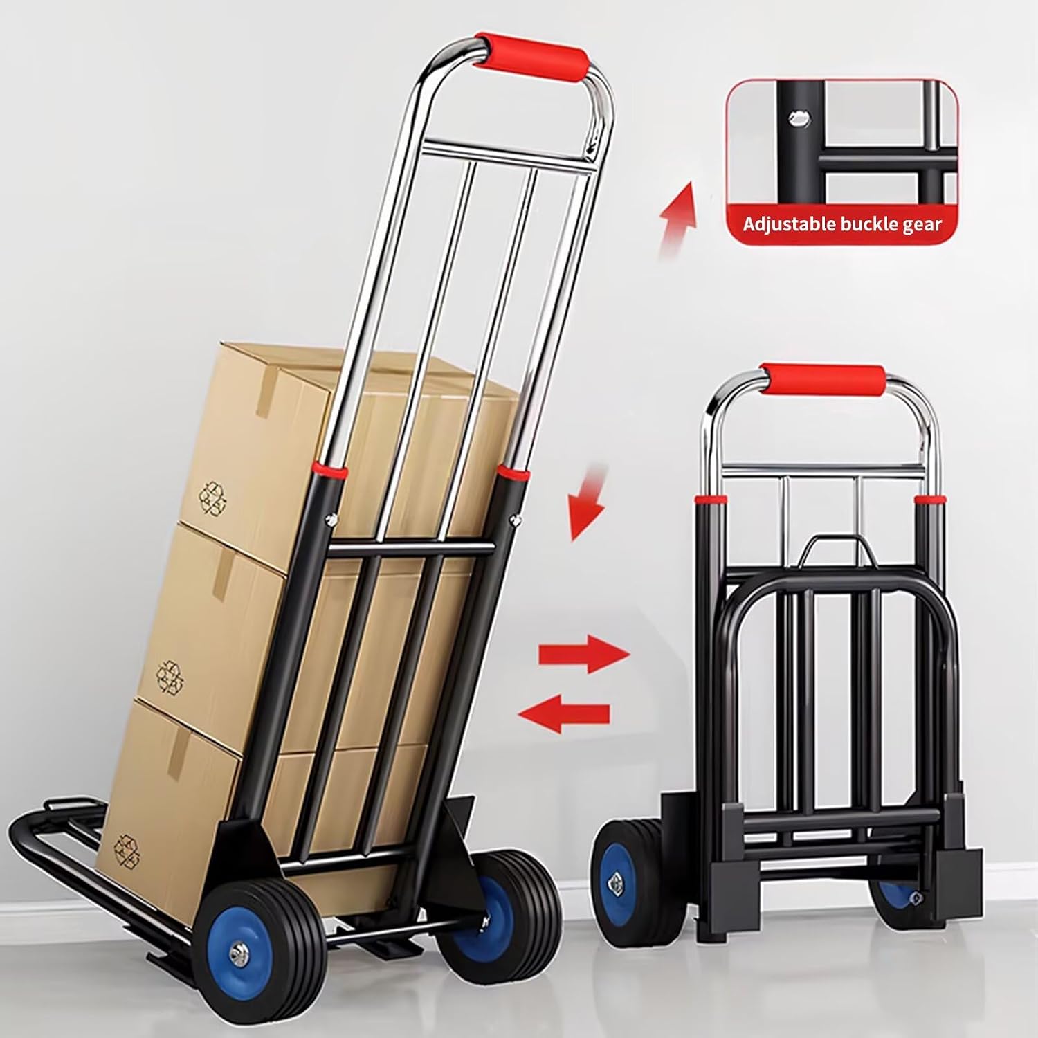 Heavy-Duty Folding Hand Truck, 260 lbs Capacity Portable Luggage Cart with 2 Wheels for Moving, Shopping, Travel, Office & Grocery - Includes Elastic Ropes & Durable Design