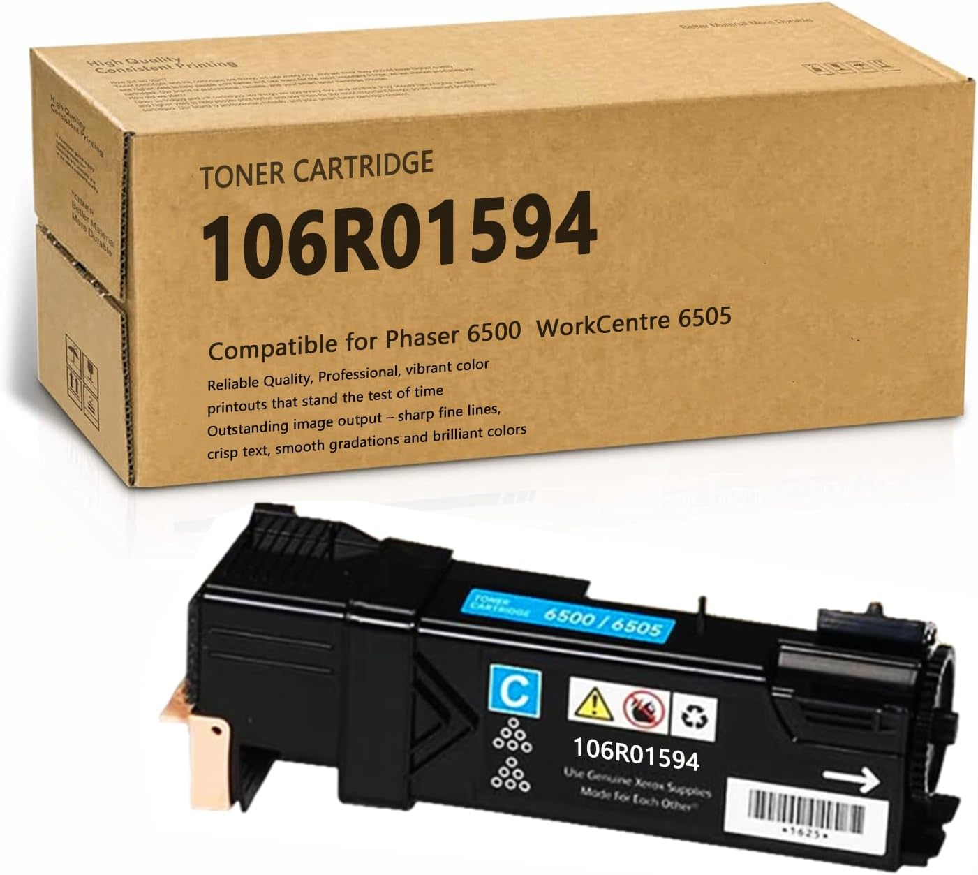 106R01594 - Phaser 6500/6505 High Yield Toner Compatible for Xerox Phaser 6500/ WorkCentre 6505, 2,500 Page-Yield, Cyan