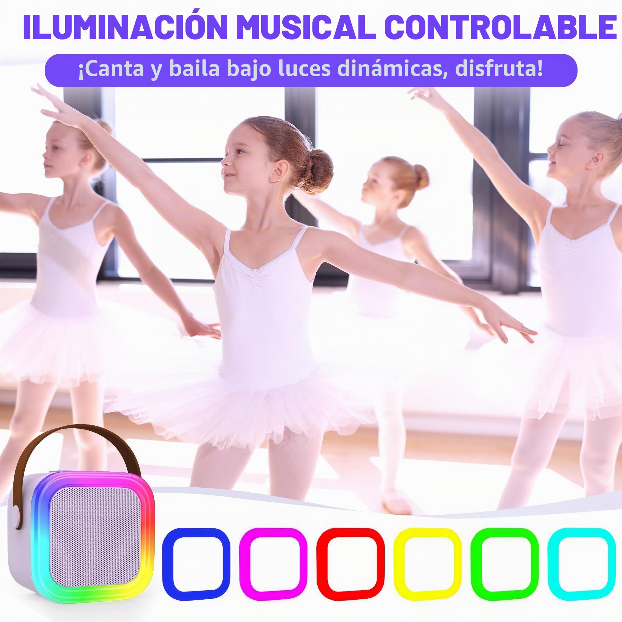 Mini máquina de Karaoke para niños y Adultos, Altavoz Bluetooth portátil con 2 micrófonos inalámbricos, Juguetes de Regalo de cumpleaños para niñas de 8, 9, 10, 11, 12 años o más (Morado)