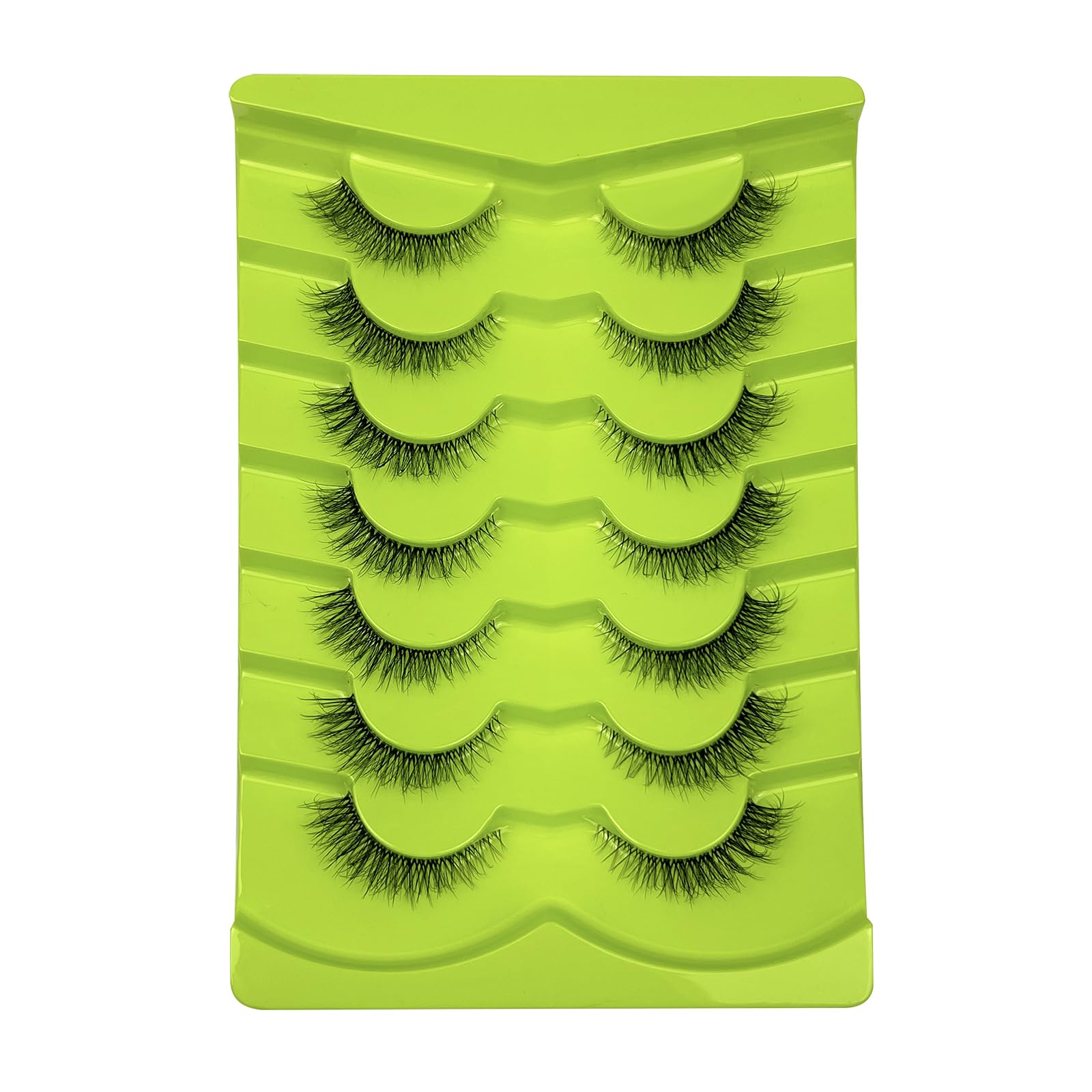 KOKAYFalse Eyelashes Fluffy Cat Eye Lashes Faux Mink Lashes Natural Wispy Strip Volume Lashes 6D Eye Lashes 7 Pairs Look Like Extensions (Clear Band,10mm)