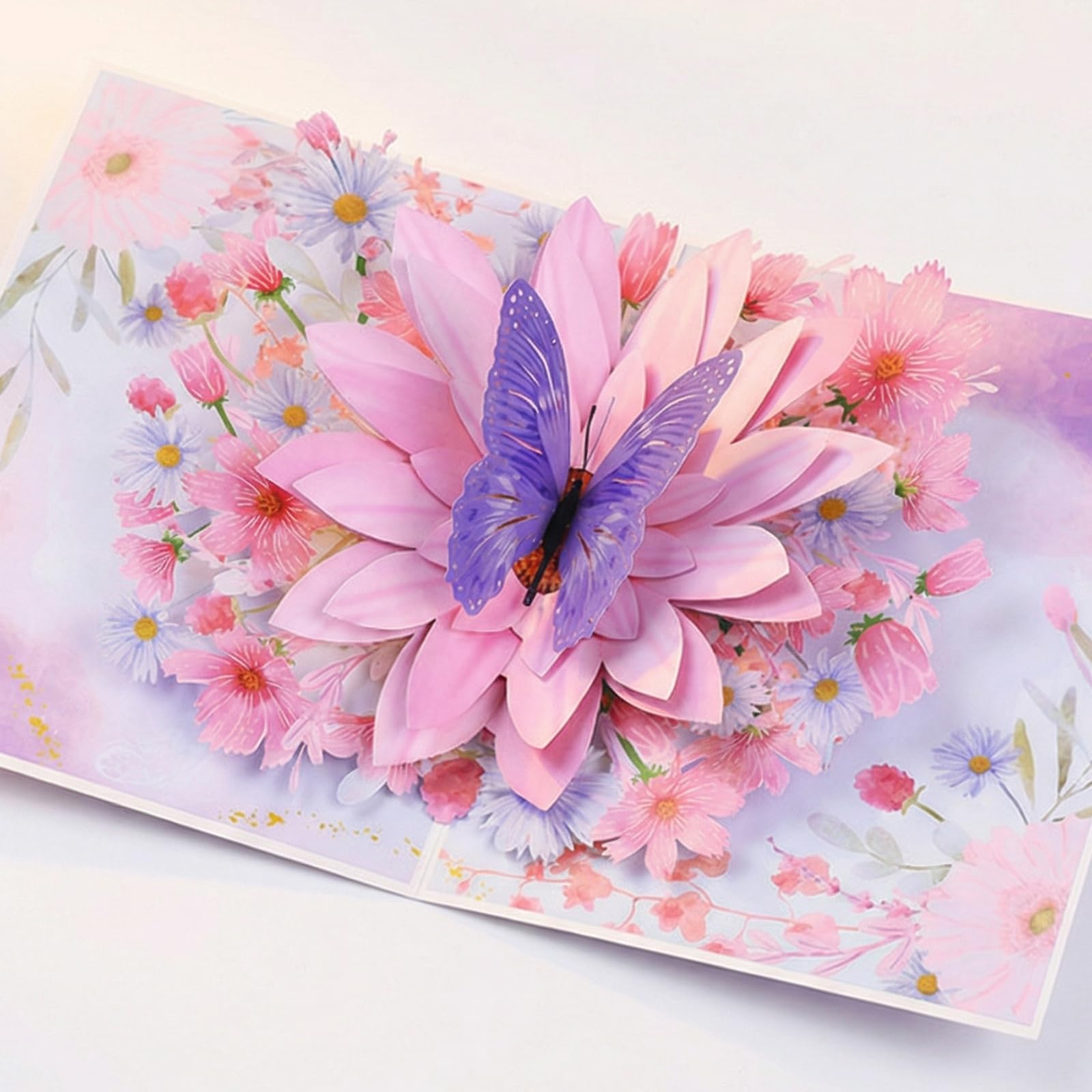 Elegant 3D Pop Up Birthday Card - Romantic Floral Butterfly Design with Envelope & Message Card, Handmade Greeting Card for Women, Anniversary, Special Occasions