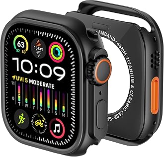 amBand M1 Rugged Case with Strap Compatible with Apple Watch Series 8/7 45mm, Durable TPU Military Sport Wristband with Bumper Protective Cover Designed for iWatch 6/SE/5/4/3/2/1 44mm 42mm Men